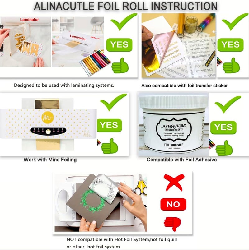 JBQUEEN Metallic Hot Foil Roll, 5M(Length) X19.5CM(Width) Laser Toner Reactive Foil Roll,Use Laminator Laser Printer,Paper Holographic Heat Transfer Craft Foil For Handmade Craft Accessories-Golden - Image 5